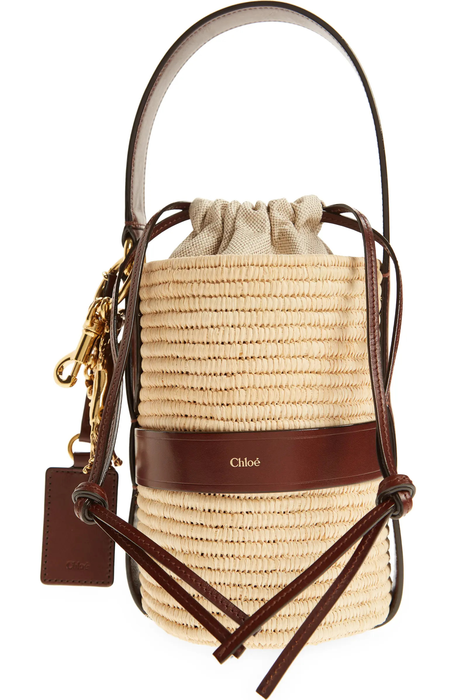 Small Kerala Straw & Leather Bucket Bag | Nordstrom