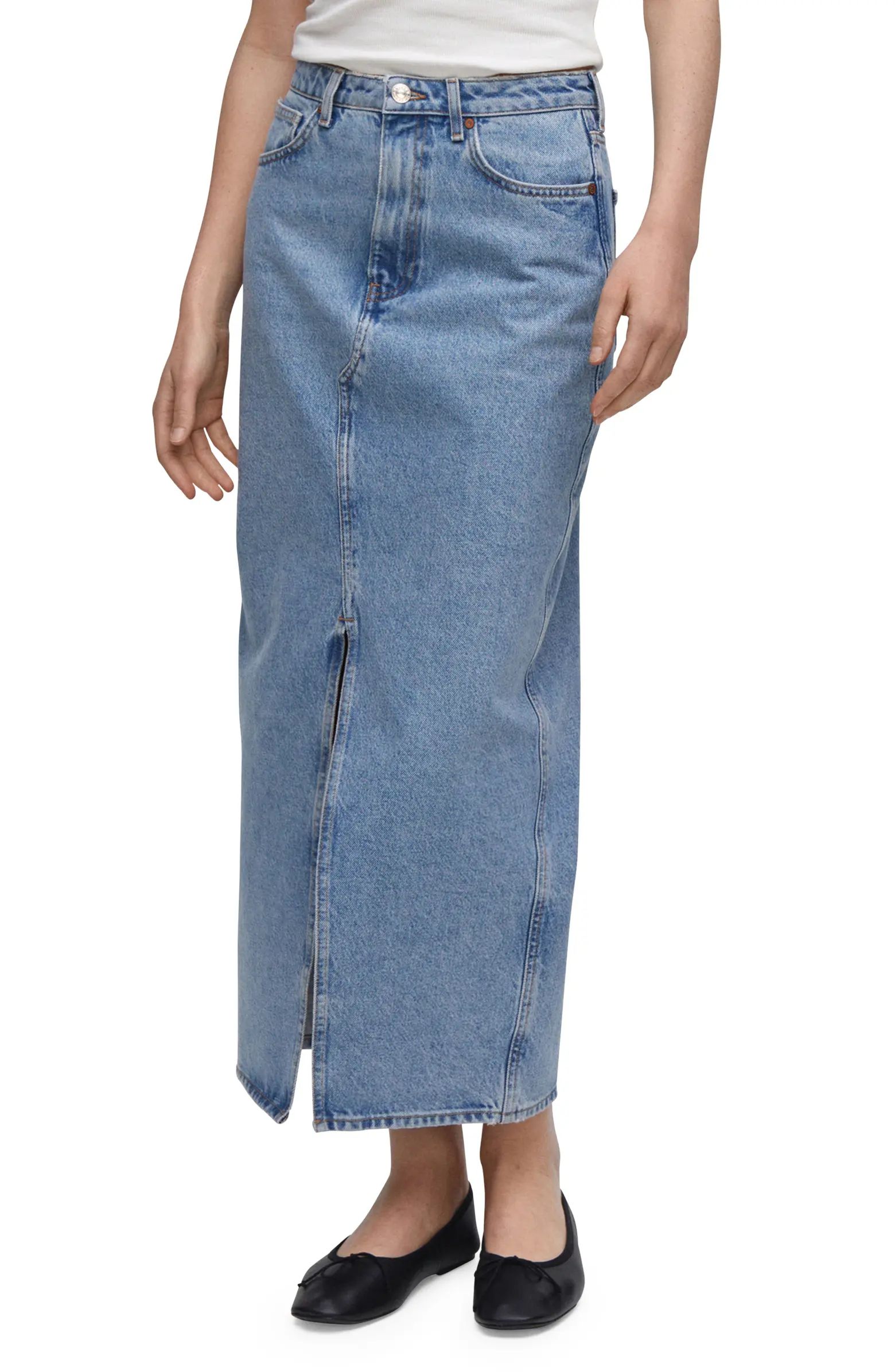 MANGO Denim Midi Skirt | Nordstrom | Nordstrom