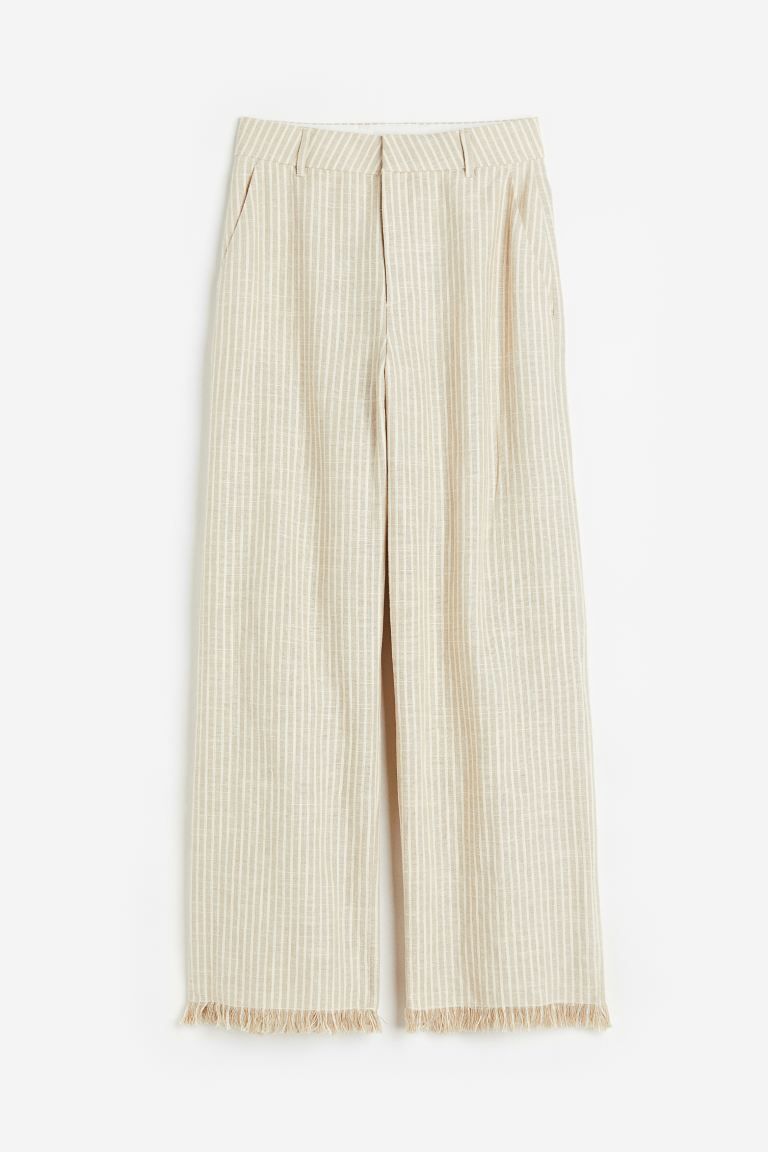 Fringe-trimmed linen-blend trousers | H&M (US)