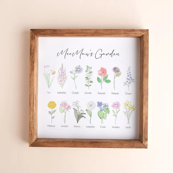 Personalized Family Birth Flower Print, Farmhouse Decor, Add Up To 12 Names | Etsy (US)