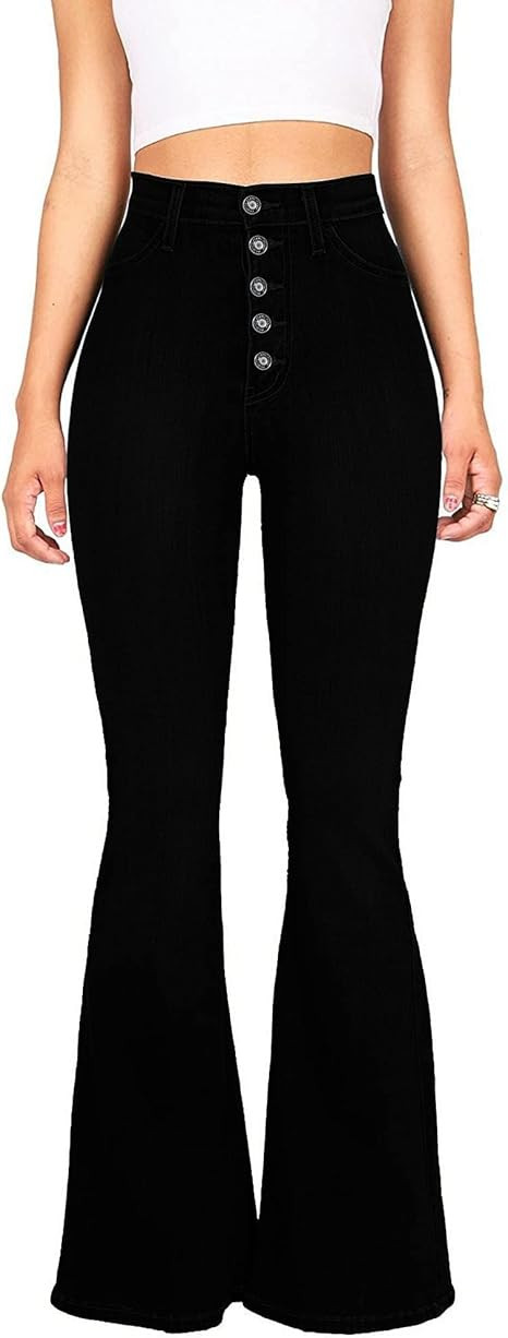 High Waisted Bell Bottom Jeans for Women Black Flare Jeans Retro Bootcut Jeans Stretch Wide Leg D... | Amazon (US)