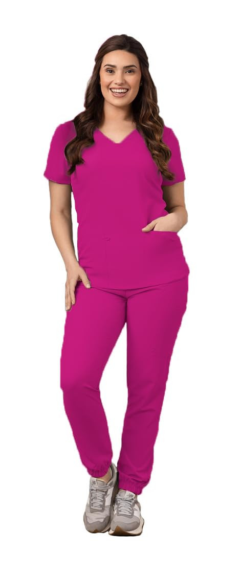 Green Town Scrubs for Women Scrub Set - Jogger Pant and V-Neck Top, 6 Pockets, Easy Care Uniforms... | Amazon (US)