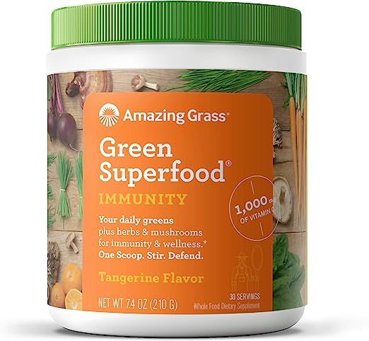 Amazing Grass Green Superfood Immunity: Super Greens Powder with Vitamin C, Cordyceps & Reishi Mu... | Amazon (US)