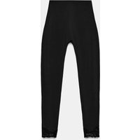 Zara - Polyamide Lace Leggings - Black - L - Woman | Zara US