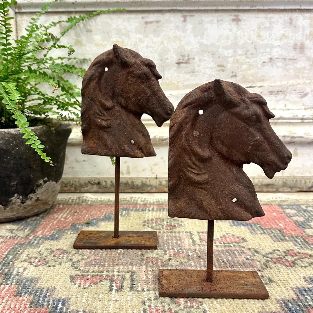 Vintage Horse Sculpture on Stand Cast Iron Architectursl Salvage - Etsy | Etsy (US)