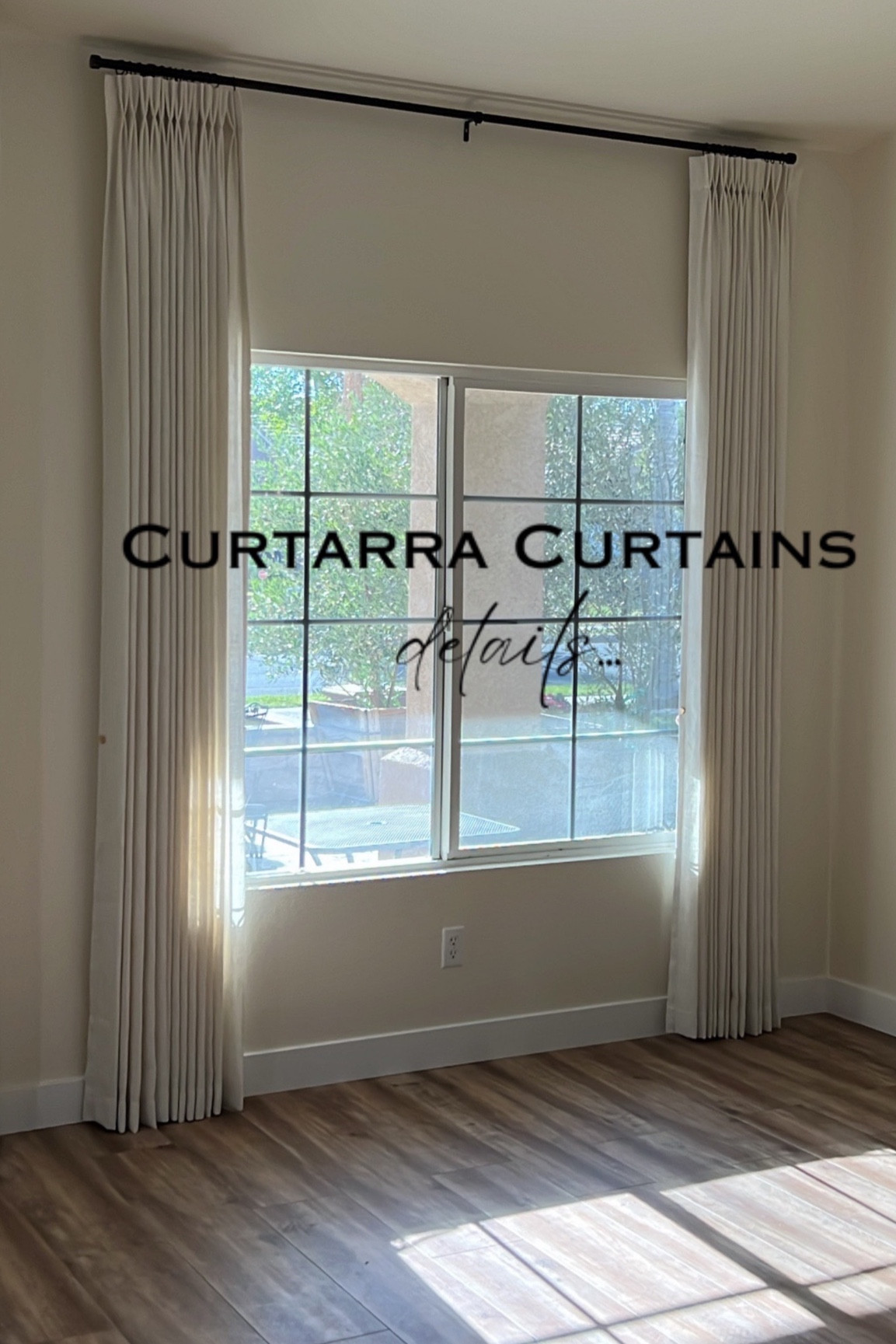 Here is the link to my parents living room makeover drapery from Curtarra Curtains! They are the White Harris double pinch pleat unlined curtains! 