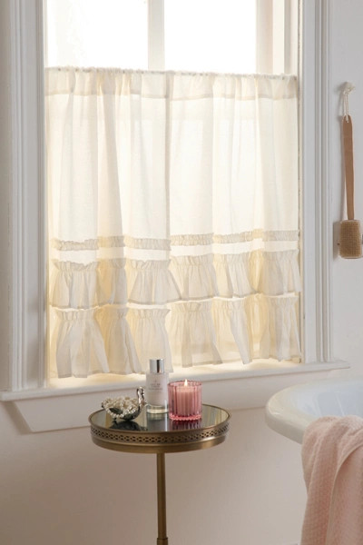 Alice Ruffle Café Curtain Set in White at Urban Outfitters | Urban Outfitters (US and RoW)