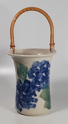 Chatham Pottery Stoneware Hydrangea Wine Caddy - Vase with Bamboo Handle | eBay | eBay US