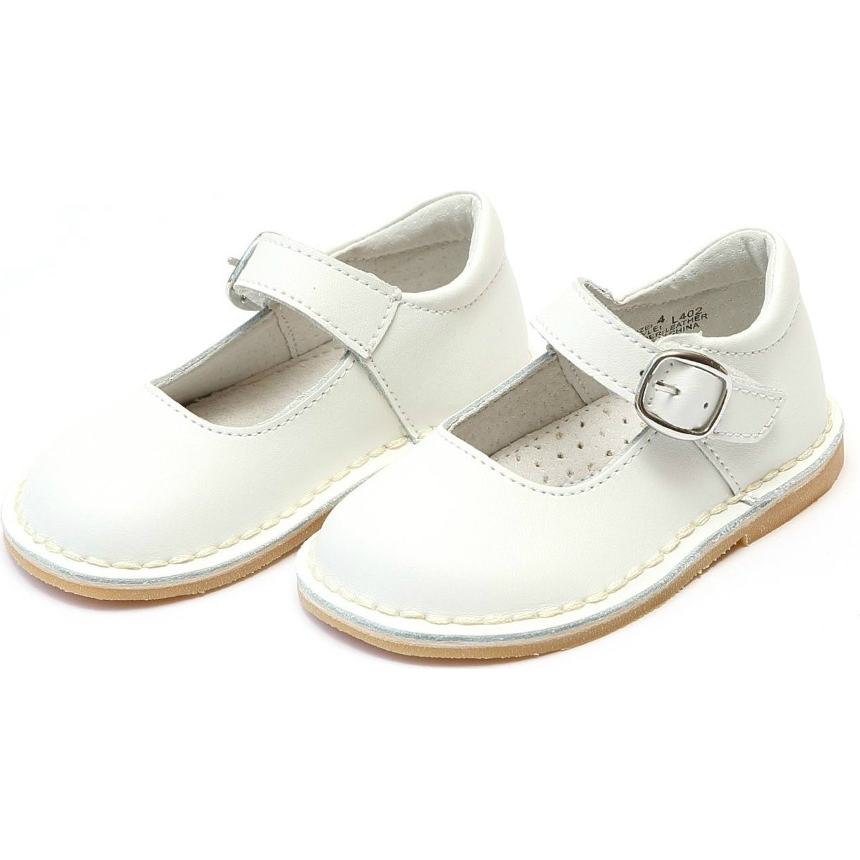 Grace Leather Stitch Down School Mary Jane, White | Maisonette