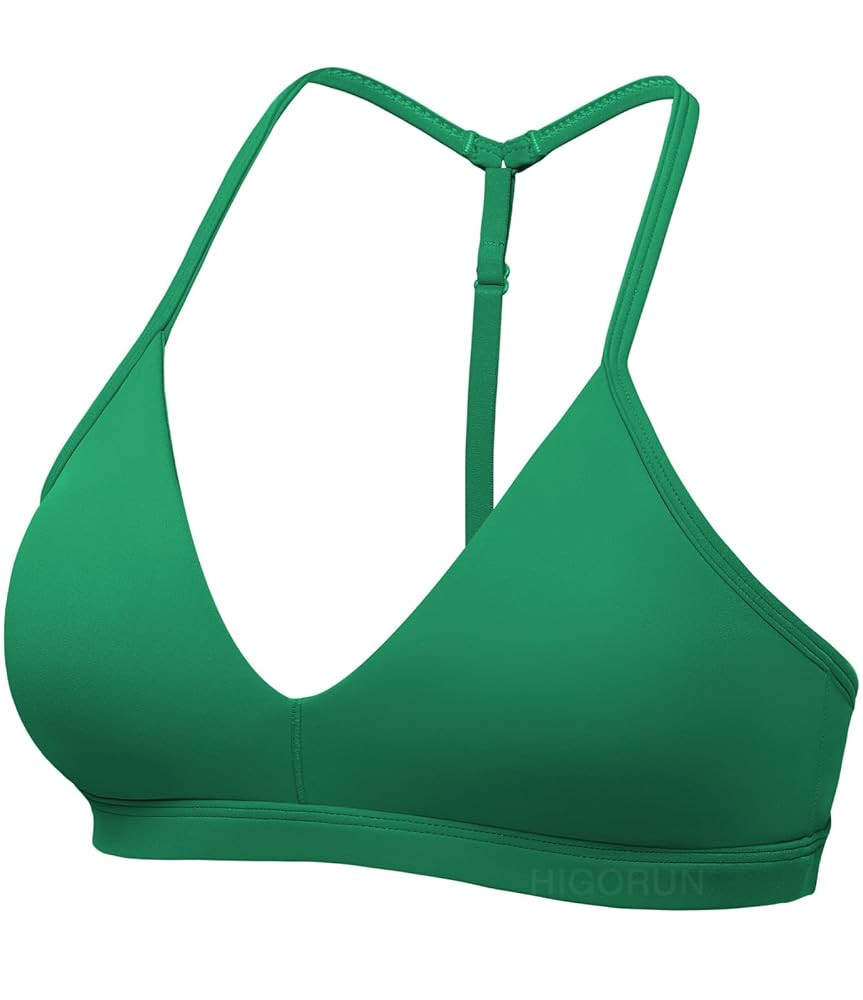 HIGORUN Workout Sports Bras for Women Backless Padded V Neck Strappy Bra Low Impact Y Back Gym Yo... | Amazon (US)