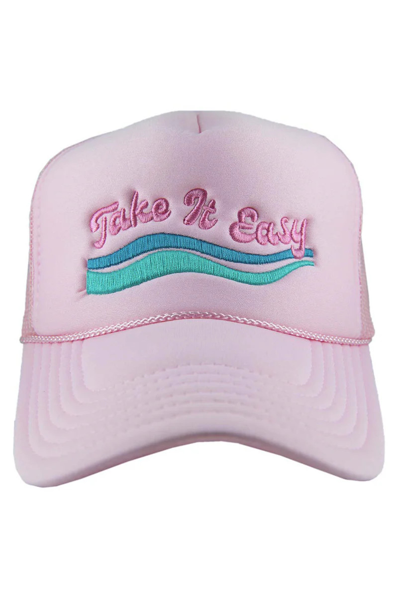 BuddyLove X Katydid | Take it Easy Embroideed Trucker Hat | Light Pink | BuddyLove