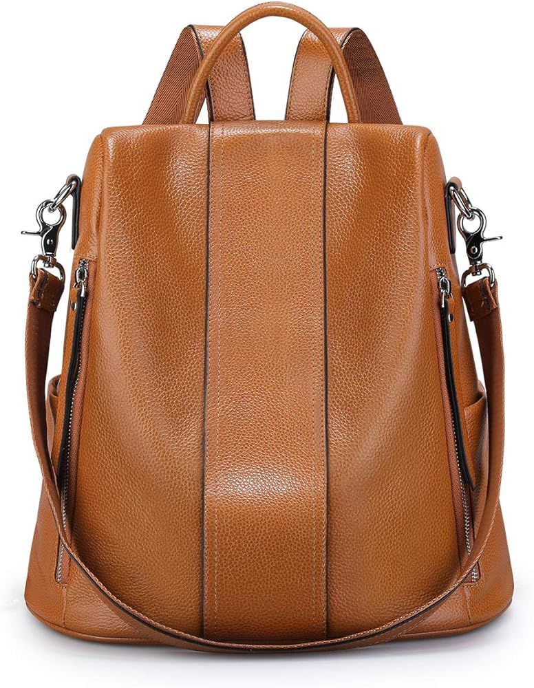 S-ZONE Leather Backpack Purses for Women Antitheft Soft Rucksack Ladies Shoulder Bag Medium | Amazon (US)