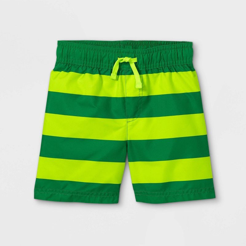 Toddler Boys' Striped Swim Trunks - Cat & Jack™ Green | Target