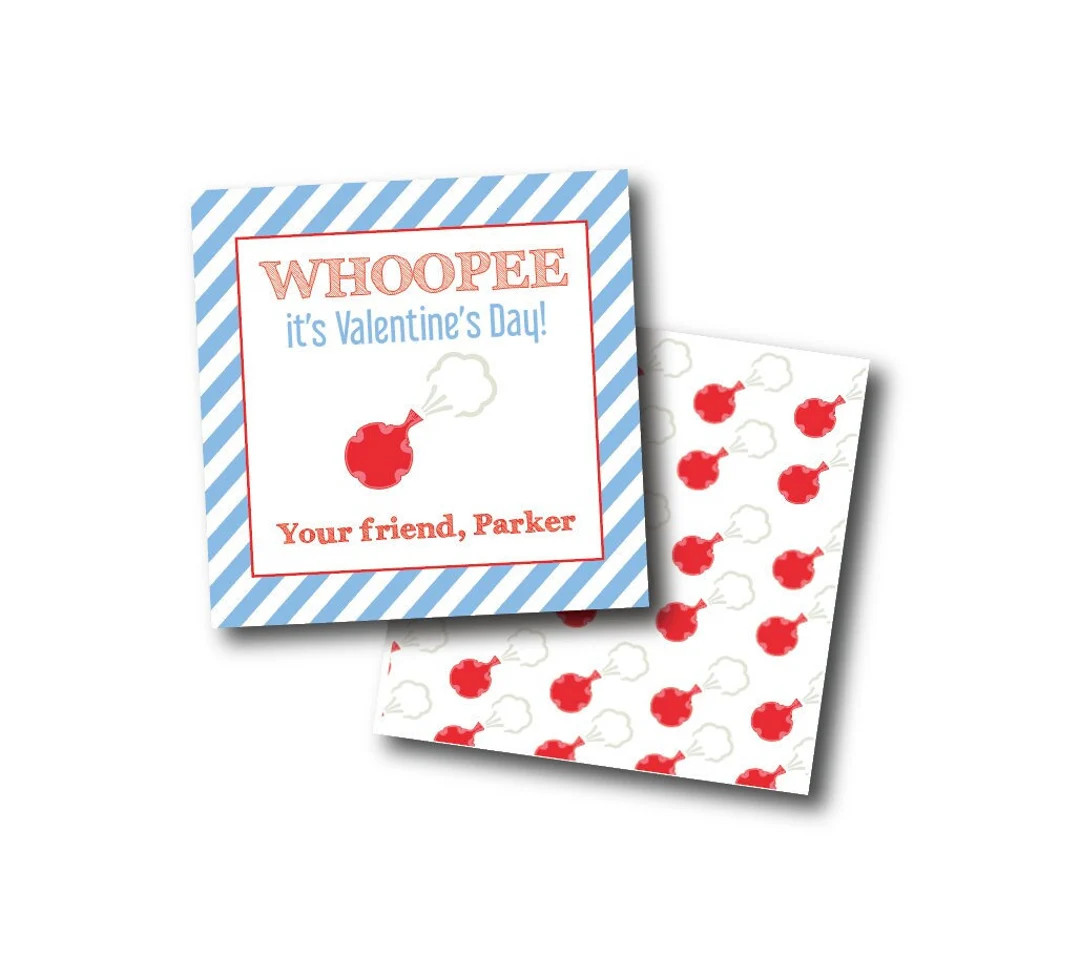 Whoopee Cushion Valentine, Valentines Gift Tag for Kids, Whoopee Glad We're Friends, Boy Valentin... | Etsy (US)