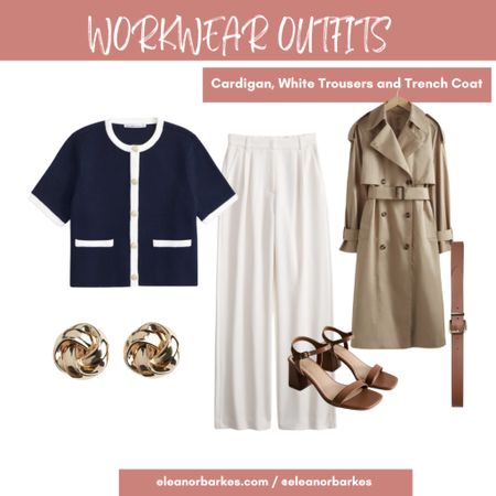 Workwear outfits: cropped cardigan, boxy cardigan, Abercrombie white trousers, trench coat 

Petite fashion
Petite style
Office outfit
Wide leg trousers 

#LTKeurope #LTKover40 #LTKworkwear