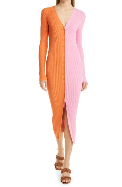 STAUD Shoko Colorblock Sweater in Nectarine/Pink at Nordstrom, Size Large | Nordstrom