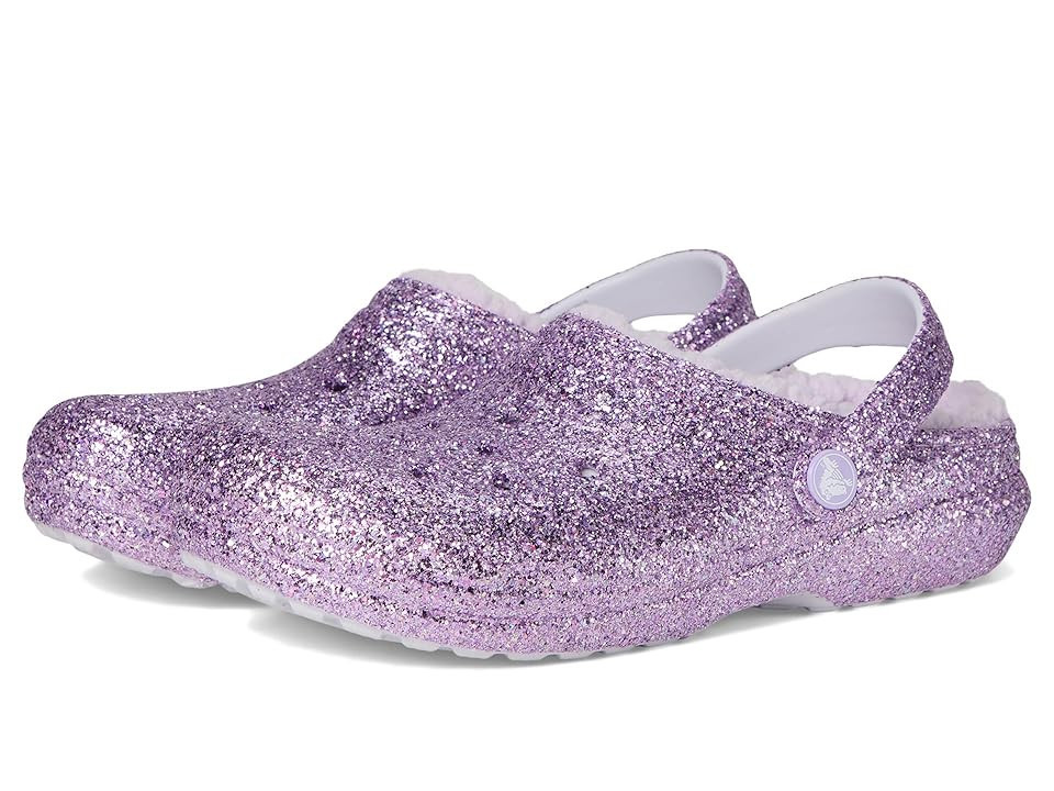 Crocs Kids Classic Lined Glitter Clog (Toddler) Kid's Shoes Purple Moon : 10 Toddler M, Synthetic | Zappos