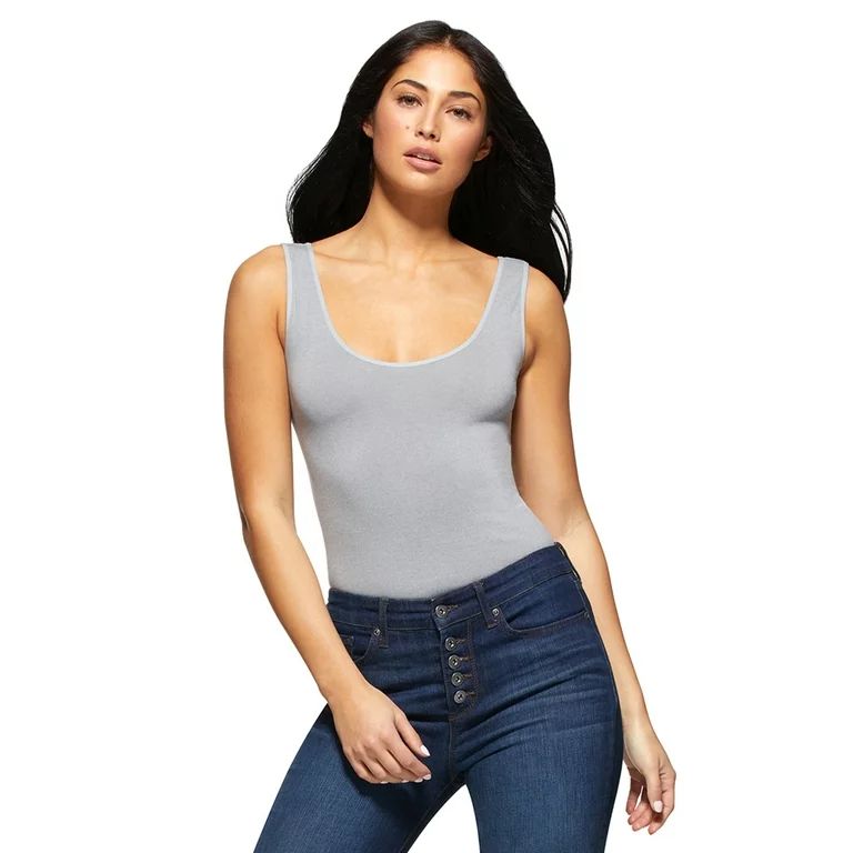 Sofia Jeans by Sofia Vergara Women's Seamless Scoop Neck Thong Back Tank Bodysuit | Walmart (US)