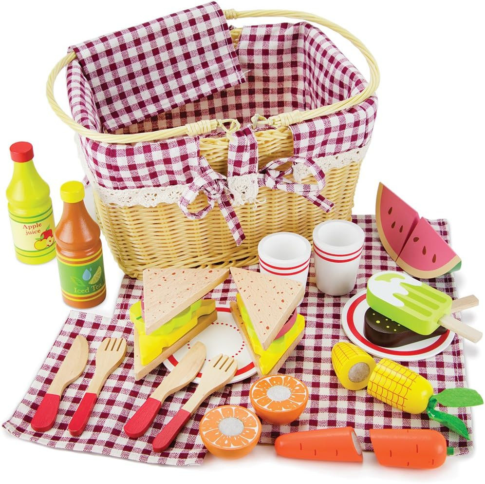 Imagination Generation Slice & Share Picnic Basket - Play Food Playset with Cutting Fruits, Veget... | Amazon (US)