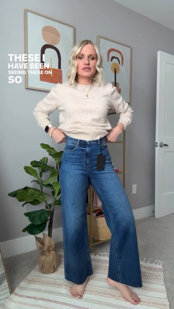 I thrifted these amazing jeans from Paige on Poshmark! They are the Anessa ankle wide leg jeans! 
If you are looking for a cheaper alternative, they fit very similar to my Quince Bella Stretch wide leg jeans. 
Sizing is TTS! 

#LTKOver40 #LTKSeasonal #LTKPetite