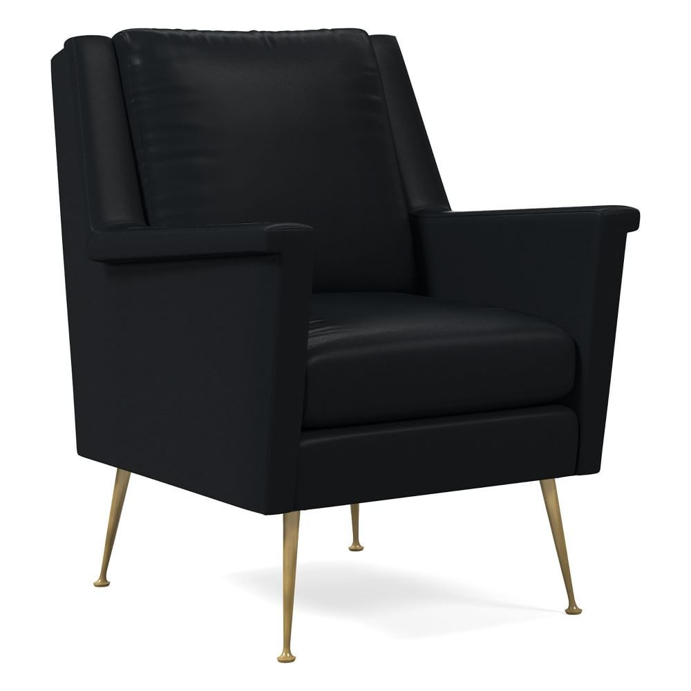 Carlo Leather Mid-Century Chair - Metal Legs | West Elm (US)