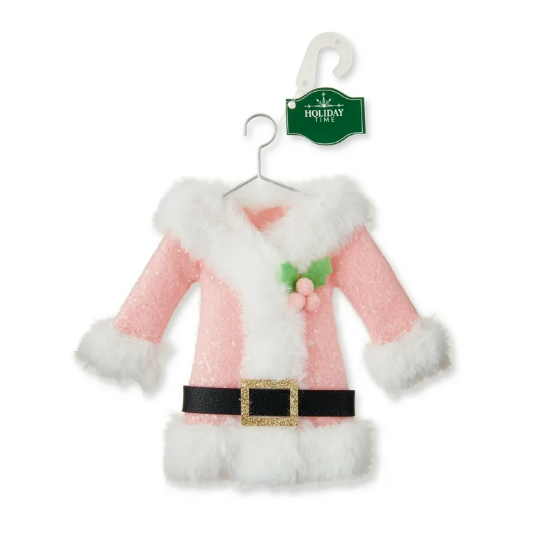 Winter Blush Pink & White Santa Suit Christmas Ornament, 6.3 in, by Holiday Time | Walmart (US)