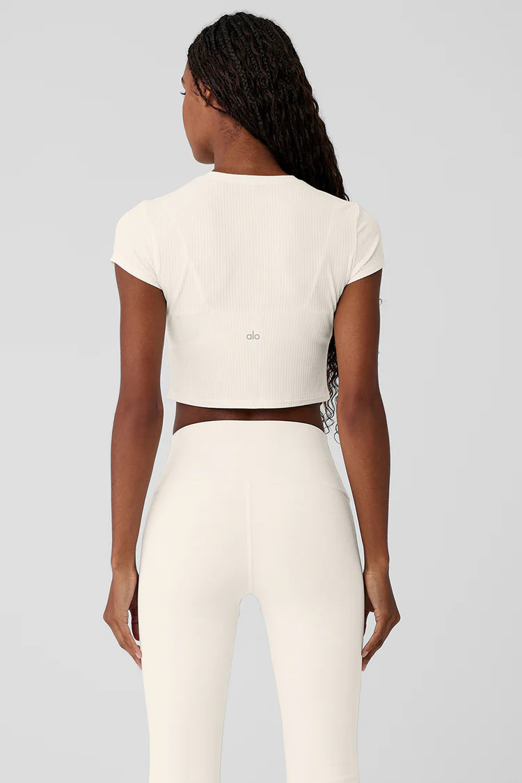 Ribbed Sea Coast Cropped Short Sleeve Tee | Alo Yoga (US)