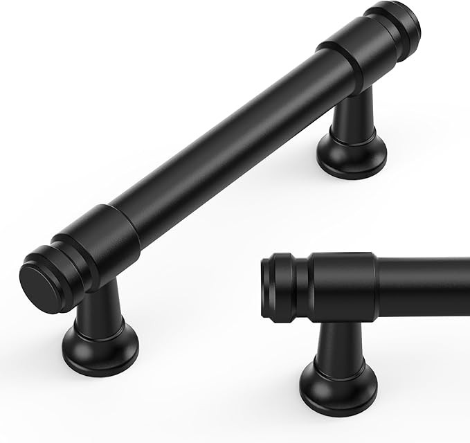 Amerdeco 10 Pack Matte Black Cabinet Pulls 3 Inch(76mm) Hole Center Heavy Duty Solid Kitchen Cabi... | Amazon (US)