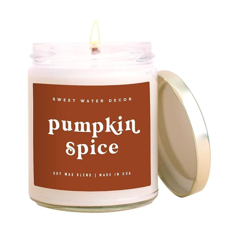Sweet Water Decor Pumpkin Spice Soy Candle | Pumpkin, Cloves, Buttercream, Cinnamon, Smoke Embers... | Amazon (US)