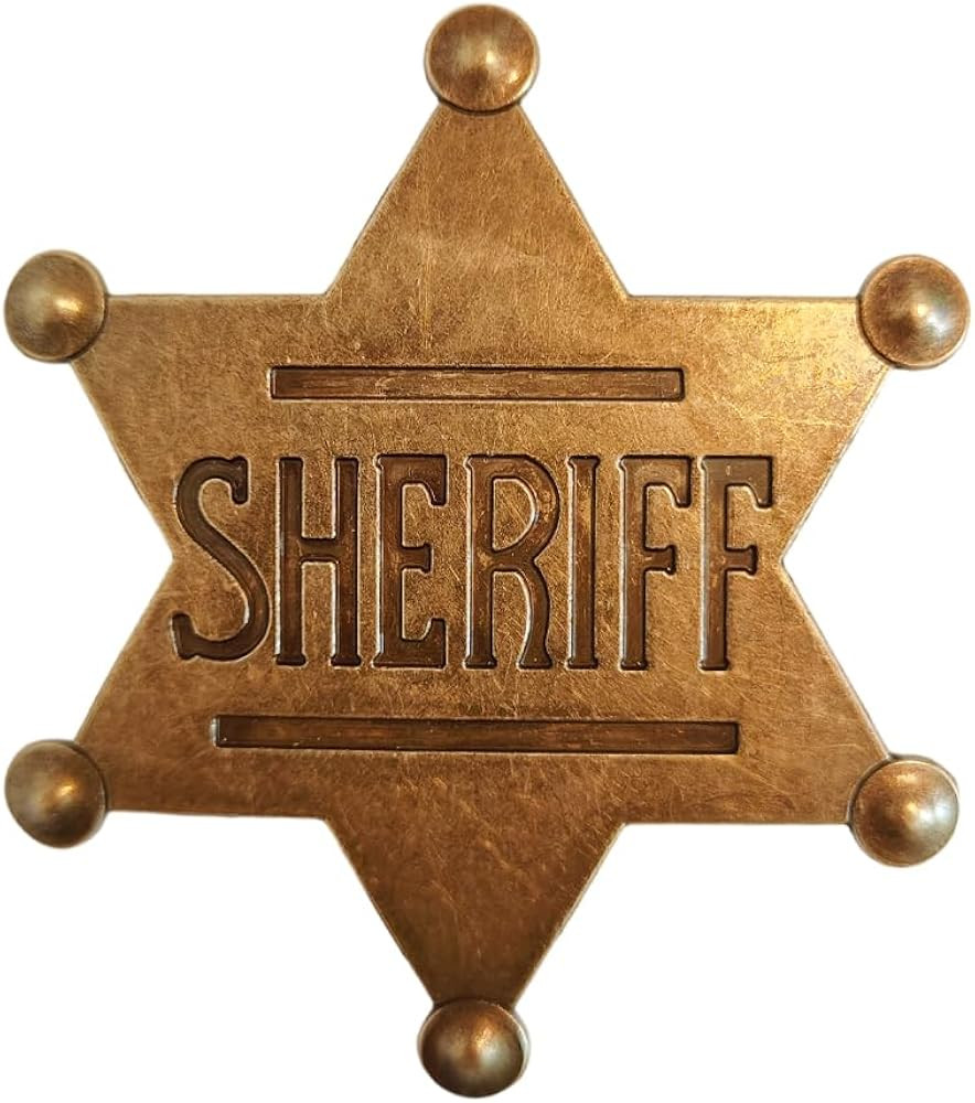 ROSTIVO Sheriff Badge Pin \u2013 Vintage Brass-Tone Metal Cowboy Star Brooch for Halloween, Costu... | Amazon (US)