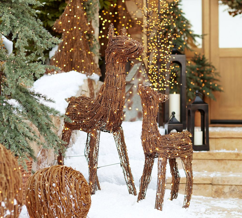 Lit Twinkle Rattan Deer | Pottery Barn (US)