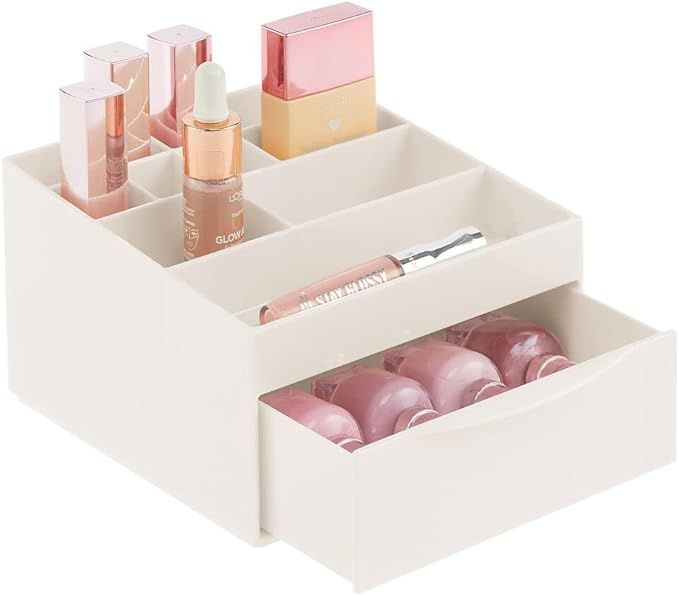 mDesign Cosmetic Drawer Organizer Plastic Tiered, Divided Makeup Organizer Storage Shelf and Disp... | Amazon (US)