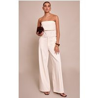 Cream Pintuck Tailored Trouser | PrettyLittleThing UK