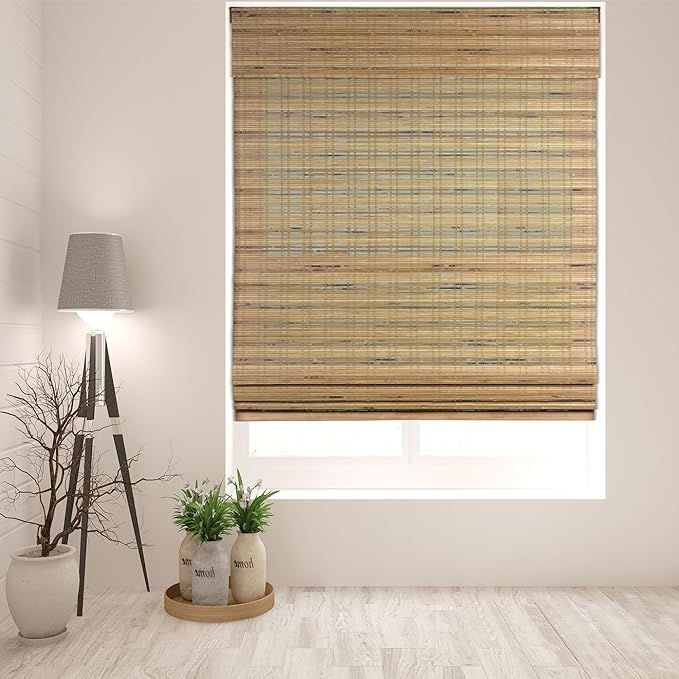 Arlo Blinds Cordless Tuscan Bamboo Roman Shades Light Filtering Window Blinds - Size: 35" W x 74"... | Amazon (US)