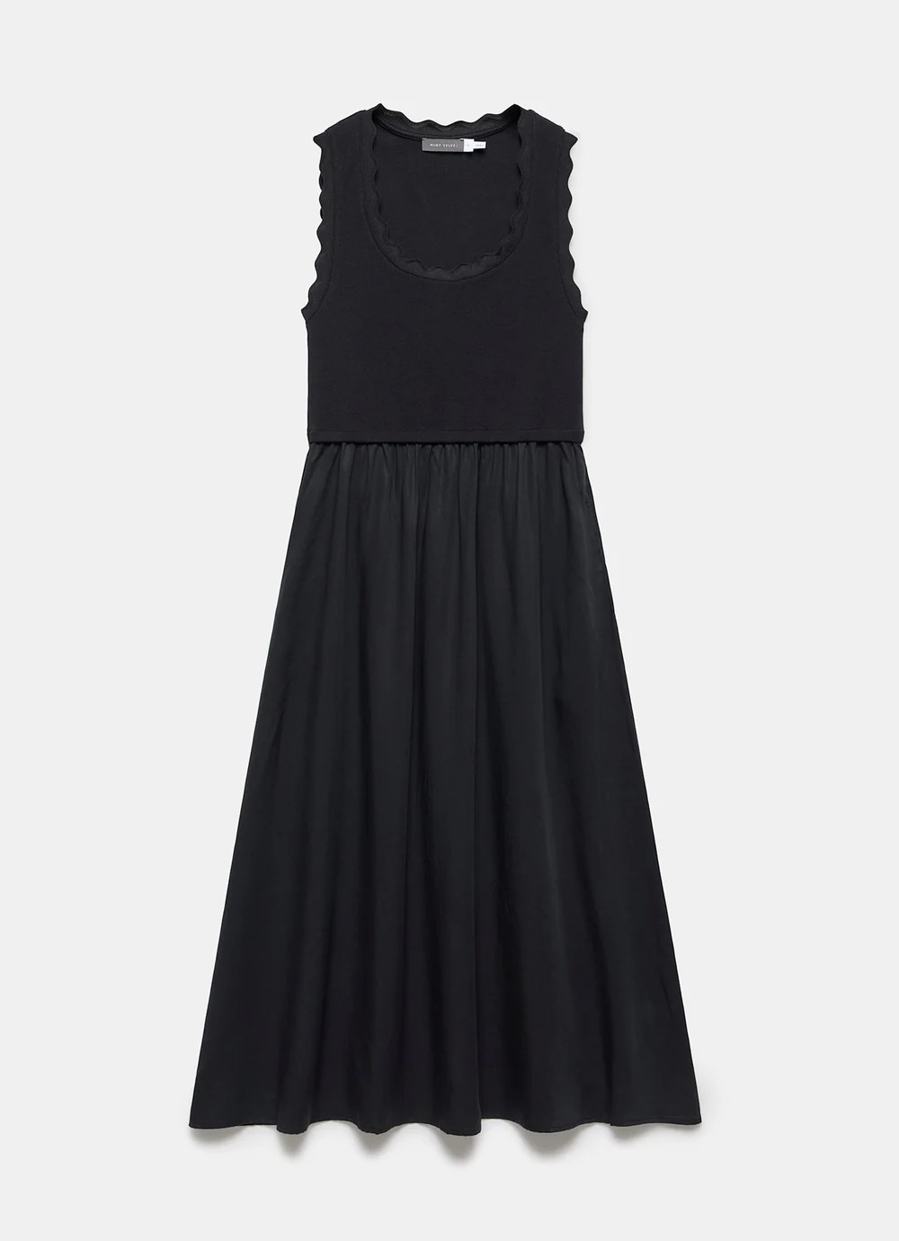 Black Scallop Trim Midi Dress | Mint Velvet - US