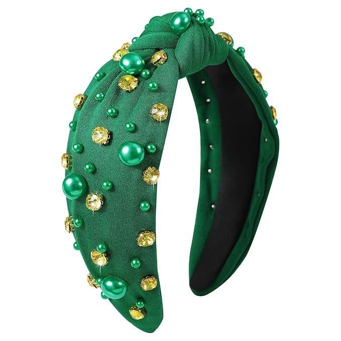 St.Patrick’s Day Headband Outfits Accessories for Women Girls Lucky Green Jeweled Knotted Headb... | Amazon (US)