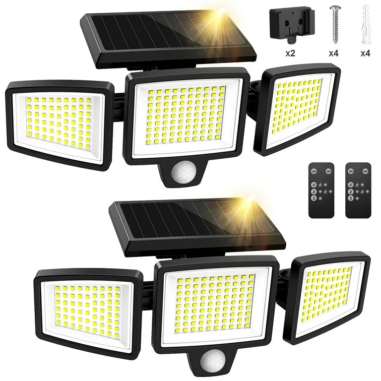 SZRSTH Solar Lights Outdoor - 210 LED Waterproof Motion Sensor Security Lights with Wireless Remo... | Walmart (US)