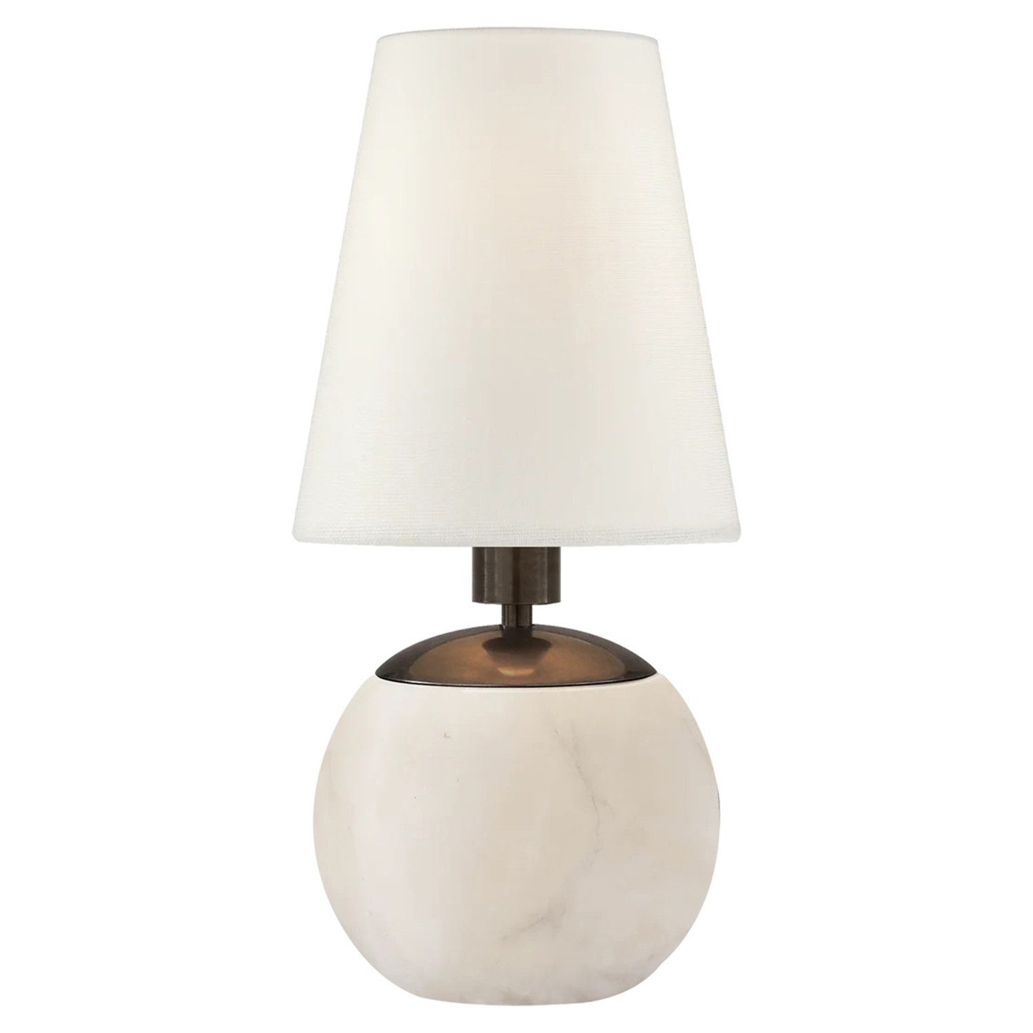 Visual Comfort Terri Alabaster Linen Shade Round Table Lamp - Extra Small | Kathy Kuo Home