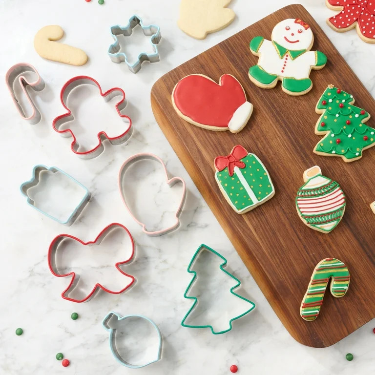 Holiday Time 8-Piece Stainless Cookie Cutters. Red, Green, Pink and Blue | Walmart (US)