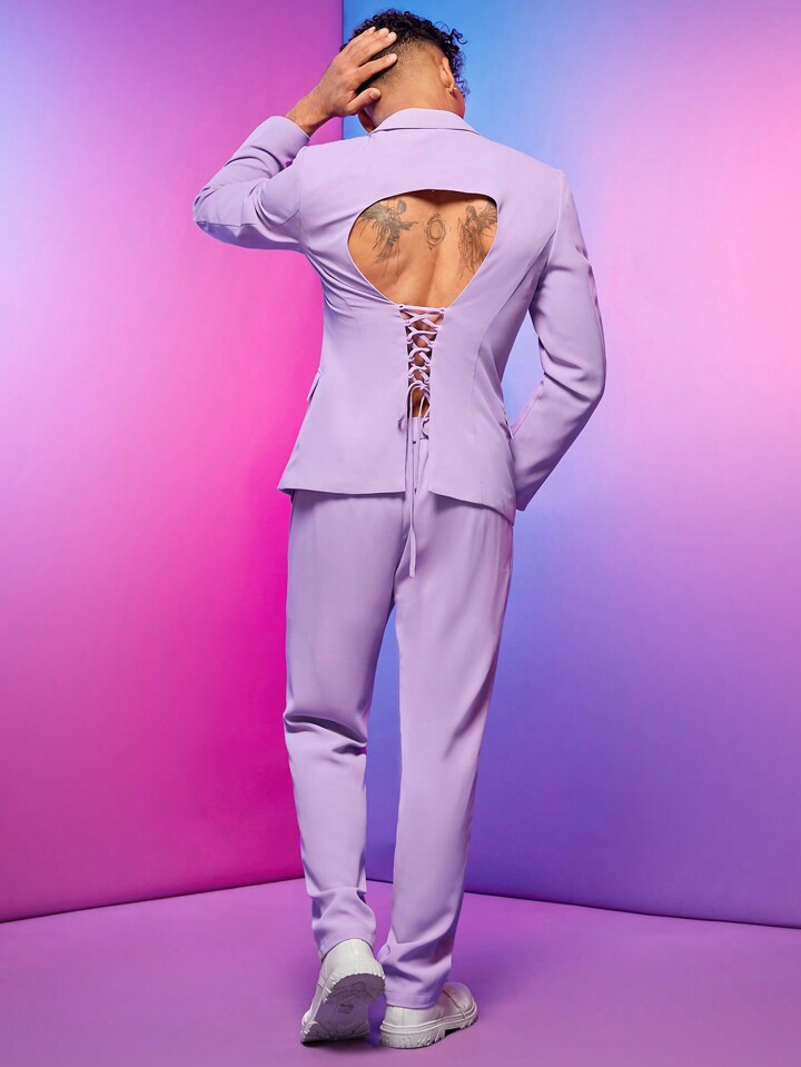 FeverCity Men Lace Up Backless Blazer & Pants Set | SHEIN
