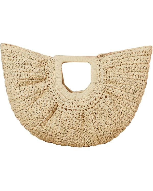 Verdusa Women's Straw Top Handle Handbags Woven Clutches Tote Bag Purses | Amazon (US)