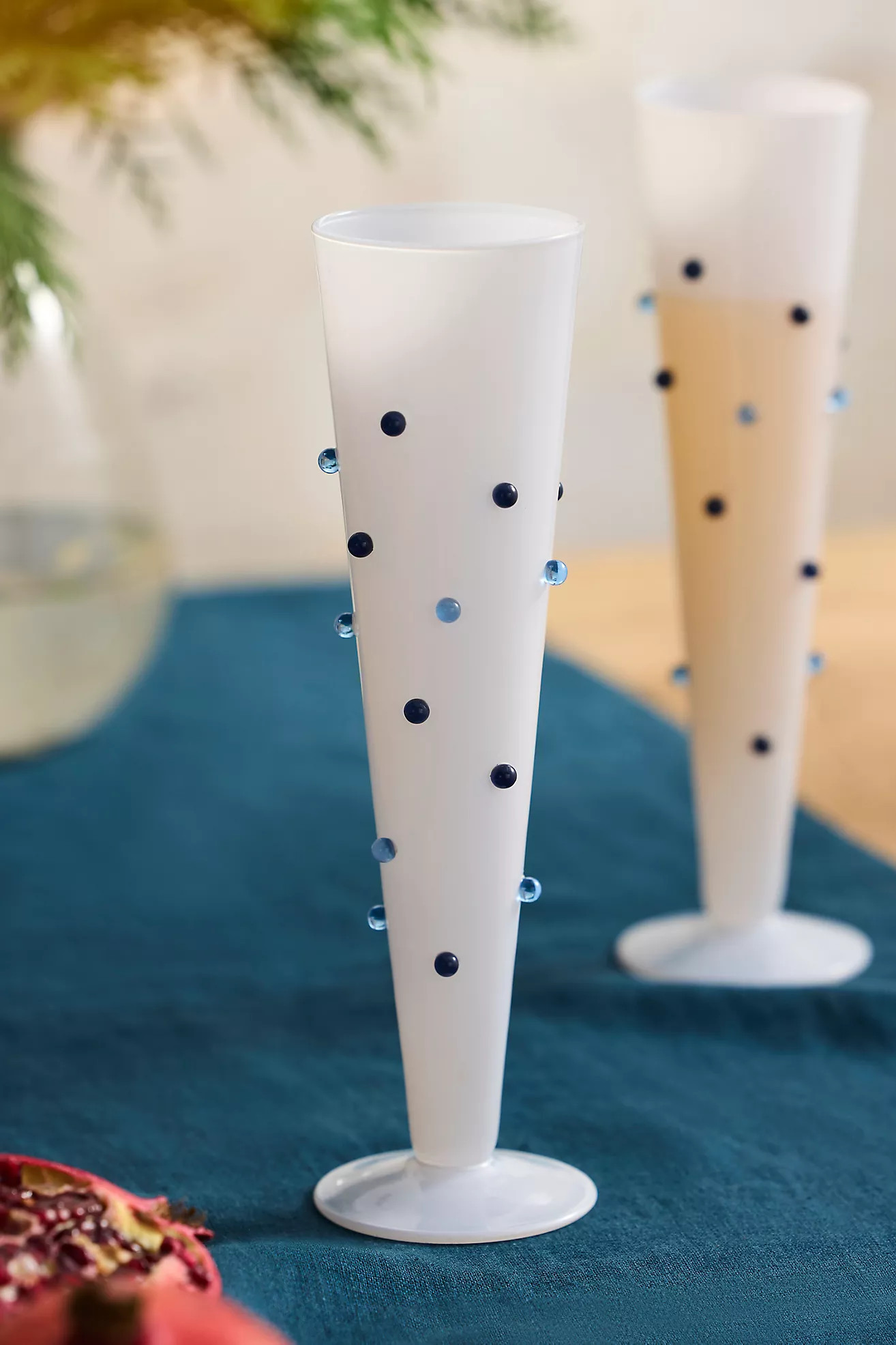 Blue Confetti Glass Flutes, Set of 2 | Anthropologie (US)