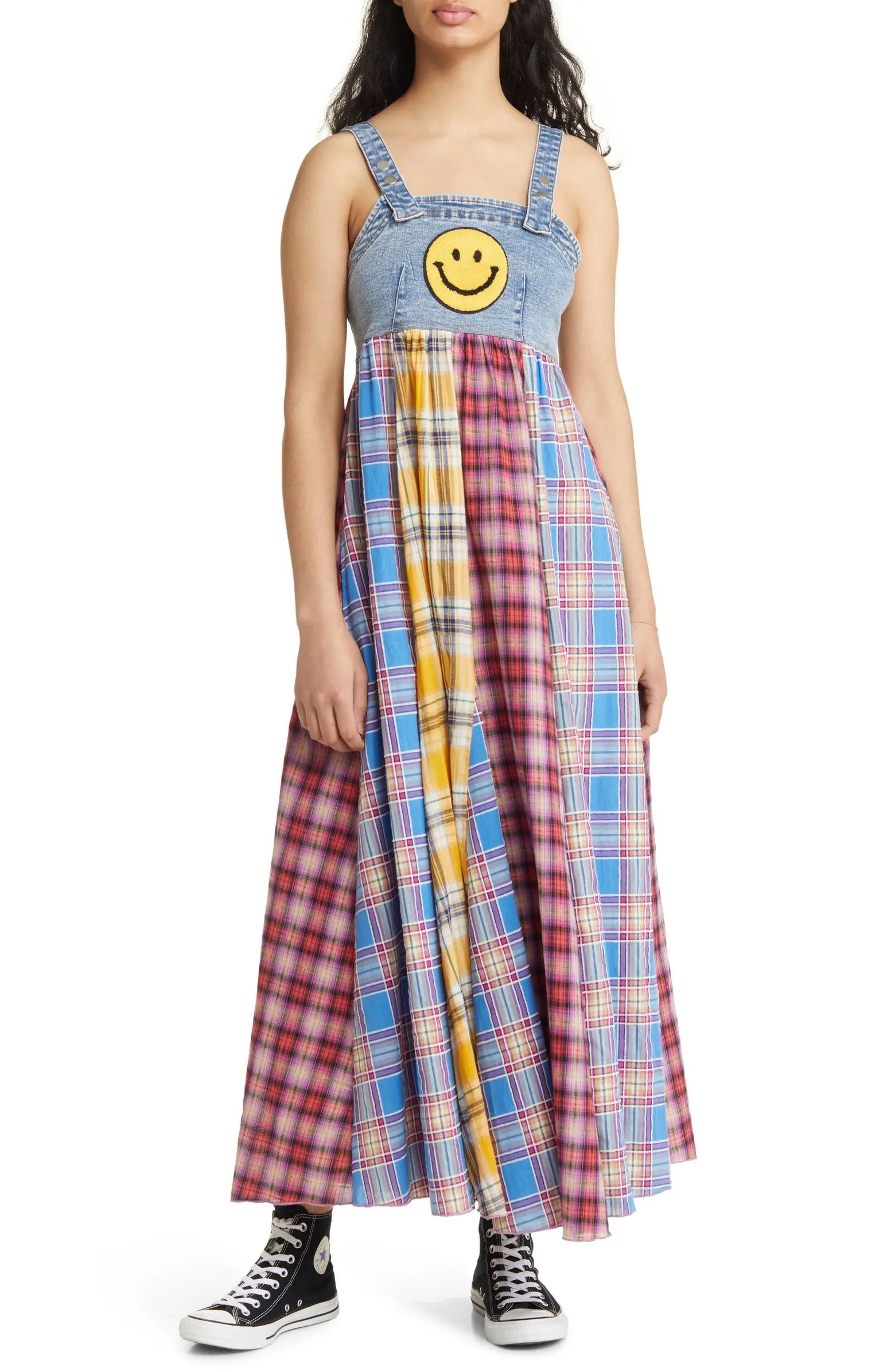 Mixed Media Plaid & Denim Sundress | Nordstrom