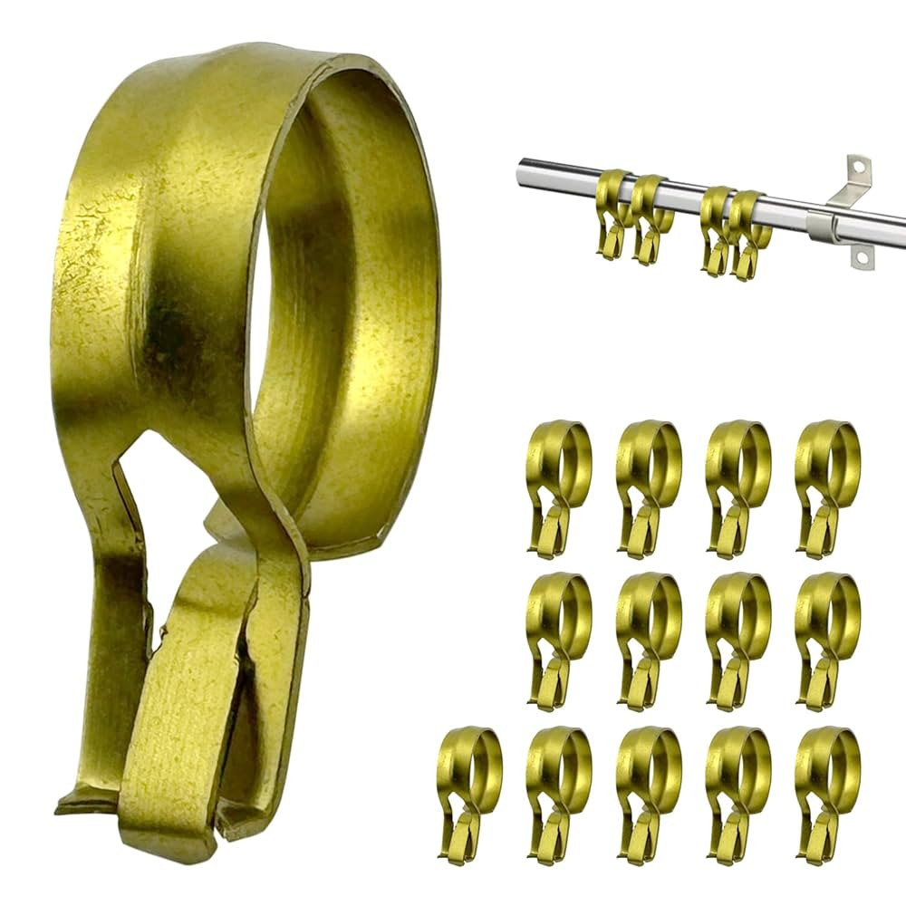 Amazing Drapery Hardware Cafe Rod Clip Rings 3/4 Inch Diameter, Durable Metal, 14 Pack, Brass - F... | Amazon (US)