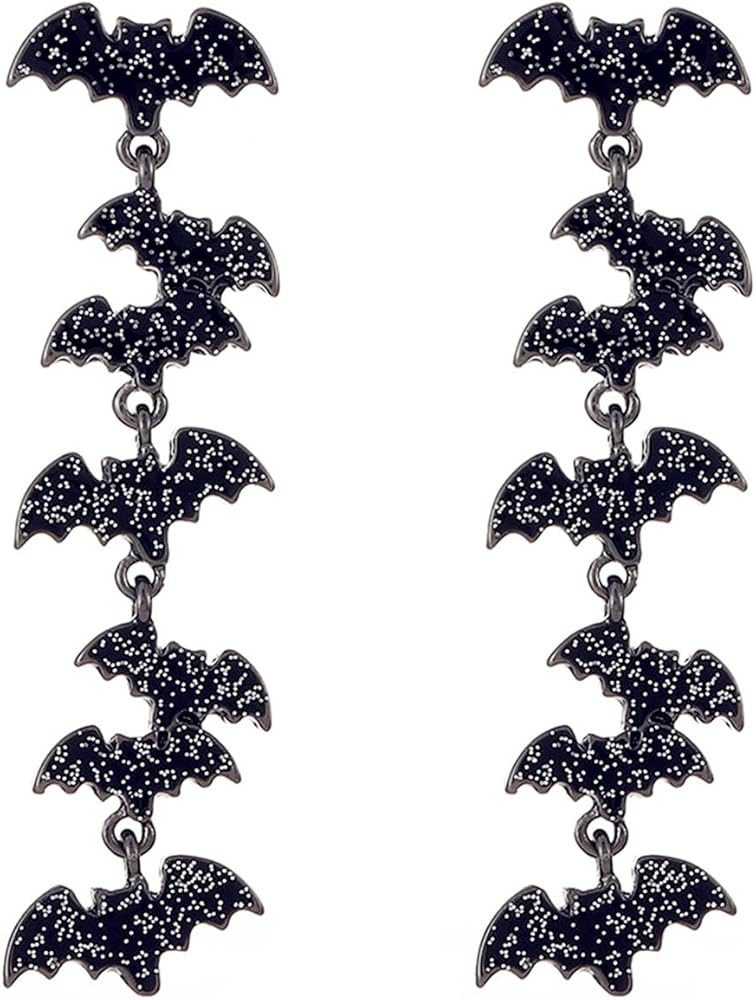 Halloween Dark Bat Spider Earrings Gothic Punk Black Vampire Bats Wing Night Flying Animal Red Cr... | Amazon (US)