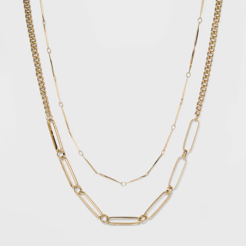 Two Row Layered Necklace - A New Day™ Gold | Target