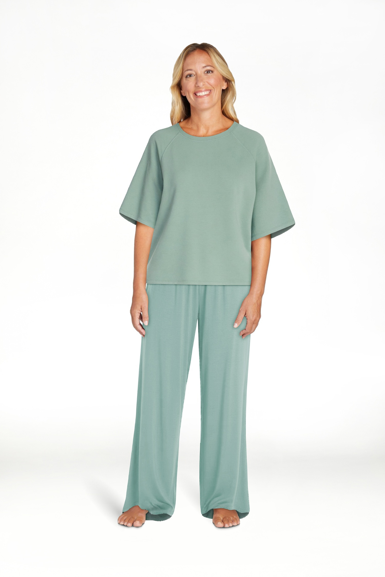 Joyspun Women's French Terry Knit Sleep Top with Short Sleeves, Sizes XS-3X | Walmart (US)