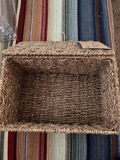 StorageWorks Seagrass Wicker Baskets for Organizing, Medium Wicker Basket with Lid, Decorative Ba... | Amazon (US)