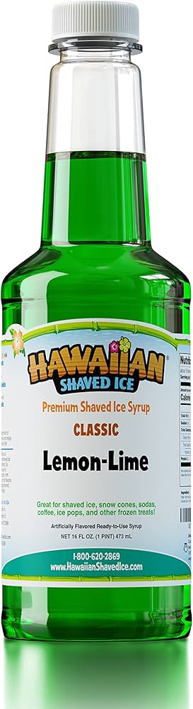 Hawaiian Shaved Ice Syrup Pint, Lemon-Lime Flavor, Great For Slushies, Italian Soda, Popsicles, &... | Amazon (US)