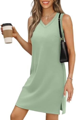 BKRIVE V-Neck Summer Casual Beach Dress for Women 2025 Vacation Women's Sleeveless Sundress with ... | Amazon (US)